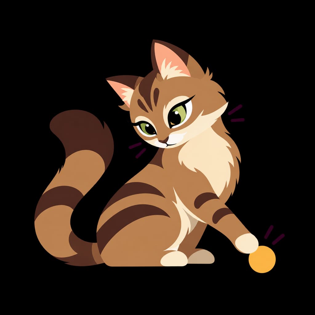 Leylik, our green-eyed tabby cat mascot, gently touching a golden dot with her paw